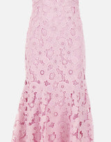 Abito midi in pizzo con scollo sulla schiena 254MP PINK SELF-PORTRAIT 