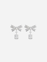 "Bow Crystal Drop Earrings" 614ESL SILVER SELF-PORTRAIT 