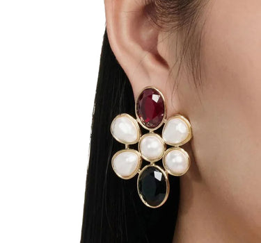 SELF-PORTRAIT "Pearl Crystal Cluster Earrings" MULTICOLOR Donna 