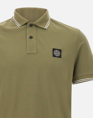 STONE ISLAND Polo in piqué di cotone GREEN Uomo 