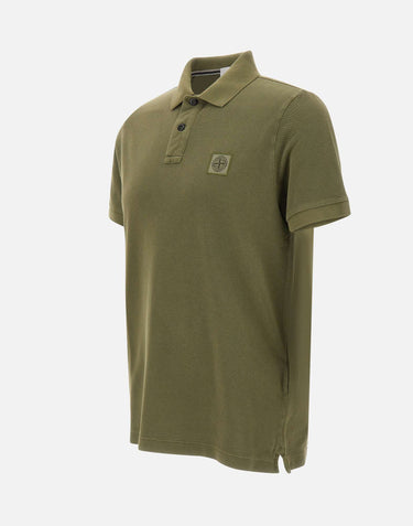 STONE ISLAND Polo in piqué di cotone GREEN Uomo 