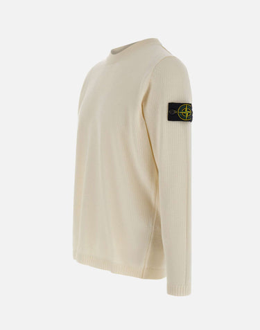 STONE ISLAND Maglia in morbido cotone biologico a punto micro WHITE Uomo 