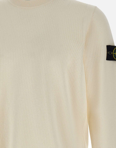 STONE ISLAND Maglia in morbido cotone biologico a punto micro WHITE Uomo 