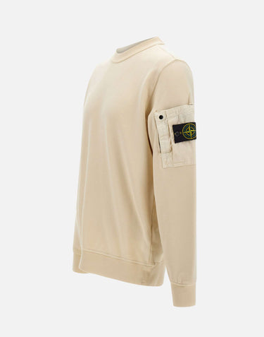 STONE ISLAND Felpa in cotone WHITE Uomo 