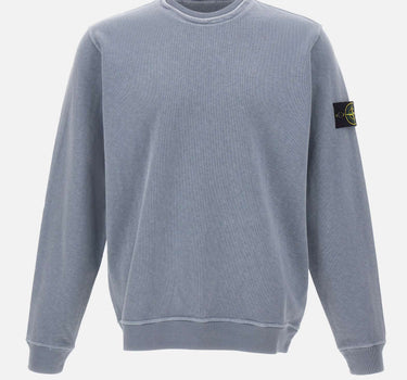 STONE ISLAND Felpa malfilé effetto "old" Light Blue Uomo 