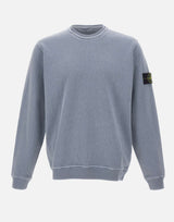STONE ISLAND Felpa malfilé effetto "old" Light Blue Uomo 