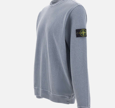 STONE ISLAND Felpa malfilé effetto "old" Light Blue Uomo 