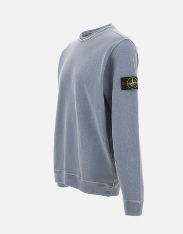STONE ISLAND Felpa malfilé effetto "old" Light Blue Uomo 