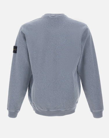 STONE ISLAND Felpa malfilé effetto "old" Light Blue Uomo 