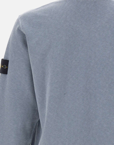 STONE ISLAND Felpa malfilé effetto "old" Light Blue Uomo 