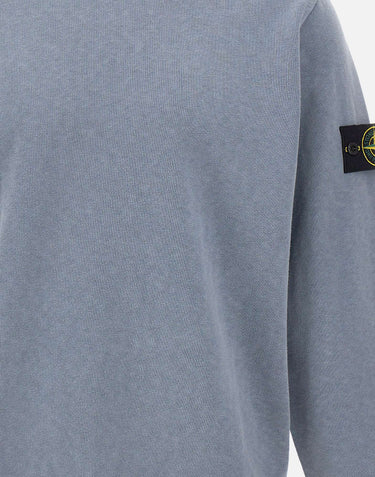 STONE ISLAND Felpa malfilé effetto "old" Light Blue Uomo 