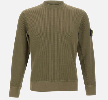 STONE ISLAND Felpa in cotone biologico a nido d'ape GREEN Uomo 