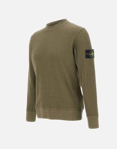 STONE ISLAND Felpa in cotone biologico a nido d'ape GREEN Uomo 