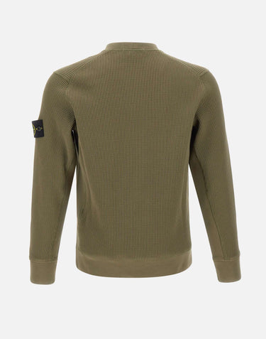 STONE ISLAND Felpa in cotone biologico a nido d'ape GREEN Uomo 