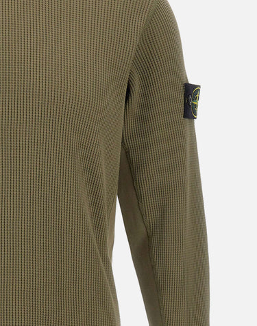 STONE ISLAND Felpa in cotone biologico a nido d'ape GREEN Uomo 