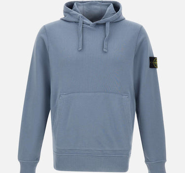STONE ISLAND "Organic Cotton Fleece" Light Blue Uomo 