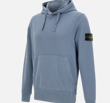 STONE ISLAND "Organic Cotton Fleece" Light Blue Uomo 