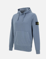 STONE ISLAND "Organic Cotton Fleece" Light Blue Uomo 