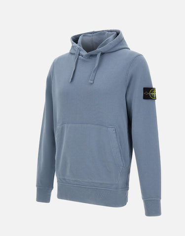 STONE ISLAND "Organic Cotton Fleece" Light Blue Uomo 