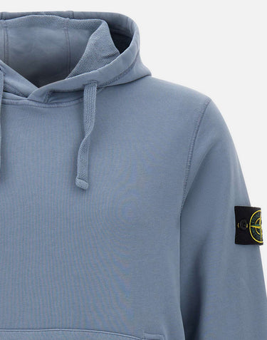 STONE ISLAND "Organic Cotton Fleece" Light Blue Uomo 