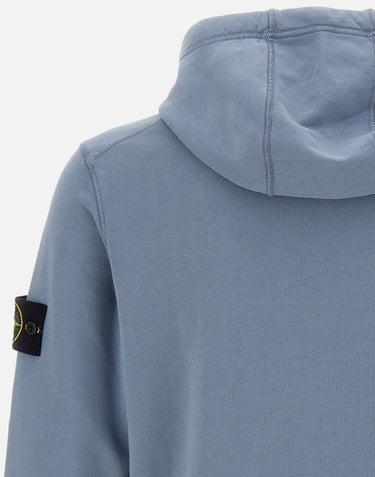 STONE ISLAND "Organic Cotton Fleece" Light Blue Uomo 