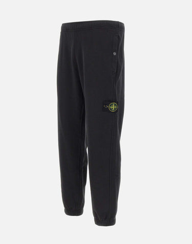 STONE ISLAND Pantalone in felpa di cotone BLACK Uomo 