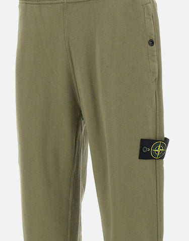 STONE ISLAND Pantalone in felpa di cotone GREEN Uomo 