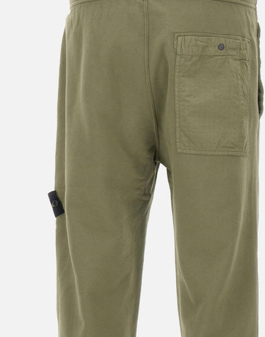 STONE ISLAND Pantalone in felpa di cotone GREEN Uomo 