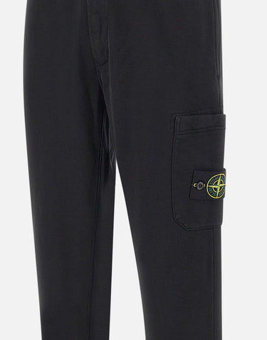 STONE ISLAND "Organic cotton fleece" BLACK Uomo 