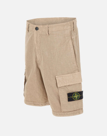 STONE ISLAND Bermuda in nylon Panama dall'aspetto naturale BEIGE Uomo 