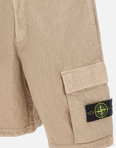 STONE ISLAND Bermuda in nylon Panama dall'aspetto naturale BEIGE Uomo 