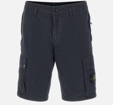 STONE ISLAND Shorts in tela di cotone biologico spazzolato effetto "old" BLUE Uomo 