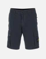 STONE ISLAND Shorts in tela di cotone biologico spazzolato effetto "old" BLUE Uomo 