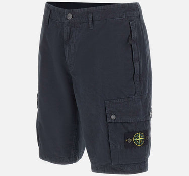 STONE ISLAND Shorts in tela di cotone biologico spazzolato effetto "old" BLUE Uomo 
