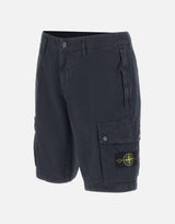 STONE ISLAND Shorts in tela di cotone biologico spazzolato effetto "old" BLUE Uomo 