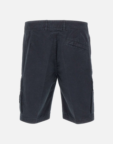 STONE ISLAND Shorts in tela di cotone biologico spazzolato effetto "old" BLUE Uomo 