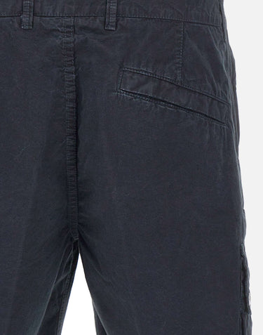 STONE ISLAND Shorts in tela di cotone biologico spazzolato effetto "old" BLUE Uomo 