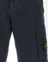 STONE ISLAND Shorts in tela di cotone biologico spazzolato effetto "old" BLUE Uomo 