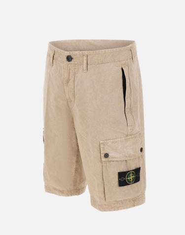 Shorts in tela di cotone biologico spazzolato effetto "old" L100019S00WA V019A STONE ISLAND 