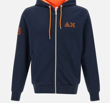 SUN68 "Hoodie fluo fleece"<BR/> BLUE Uomo 