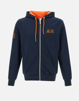 SUN68 "Hoodie fluo fleece"<BR/> BLUE Uomo 