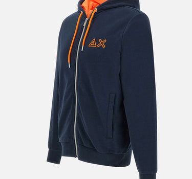 SUN68 "Hoodie fluo fleece"<BR/> BLUE Uomo 