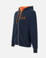 SUN68 "Hoodie fluo fleece"<BR/> BLUE Uomo 