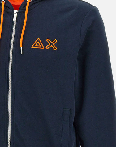 SUN68 "Hoodie fluo fleece"<BR/> BLUE Uomo 