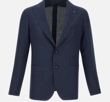 TAGLIATORE Blazer in lana vergine e lino BLUE Uomo 