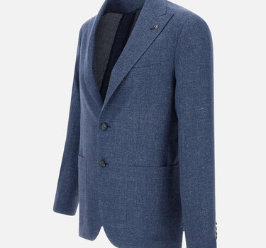 TAGLIATORE Blazer in lana vergine e lino BLUE Uomo 