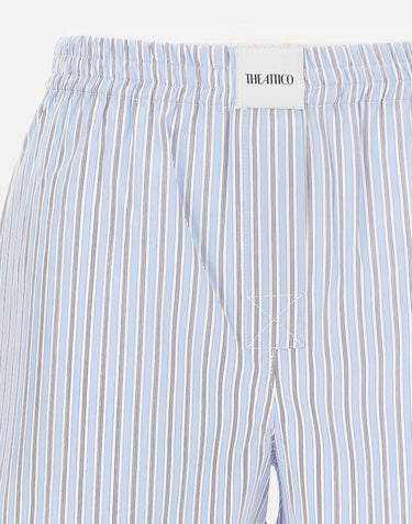 THE ATTICO Shorts in cotone a righe Light Blue Donna 