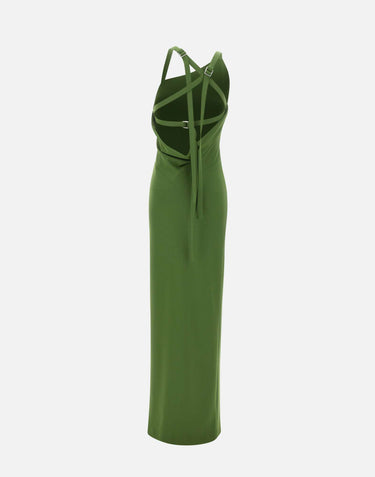 THE ATTICO Abito lungo con cinturini GREEN Donna 
