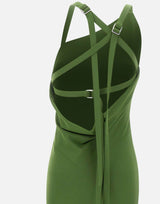 THE ATTICO Abito lungo con cinturini GREEN Donna 