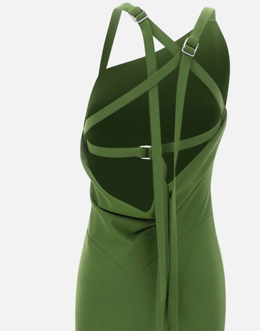 THE ATTICO Abito lungo con cinturini GREEN Donna 